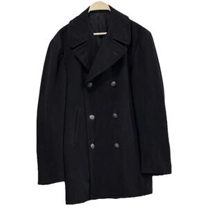 Vintage US Navy Pea Coat Mens 38L Wool Enlisted Military Jacket Vietnam War 70s